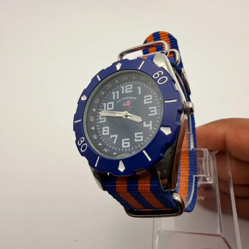 U.S. Polo Assn. Junior Sport Watch - Blue & Orange Nylon Strap New Battery